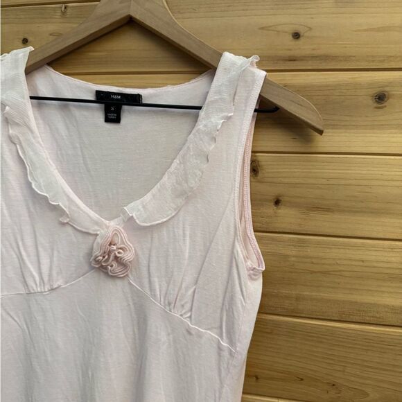 Y2K H&M Size Small Baby Petal Pink Coquette Babydoll Frilly Girly Tank Top - Picture 5 of 12